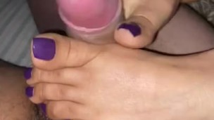 Wife’s Purple Toe Footjob 1 – Cumshot